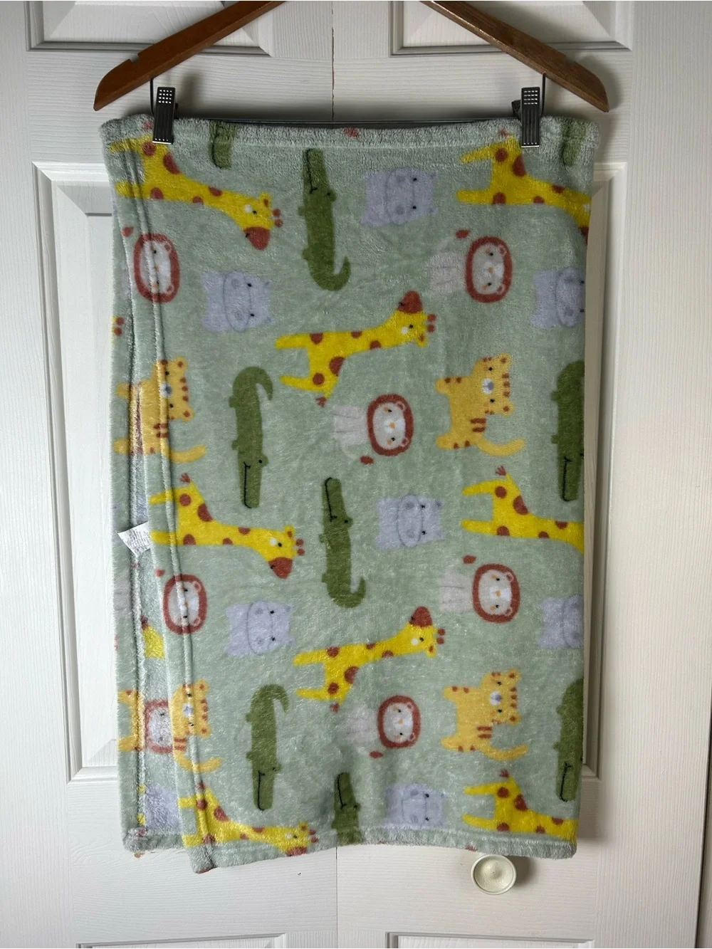 Parent's Choice Green Safari Animals Baby Blanket Giraffe Alligator Lion Tiger